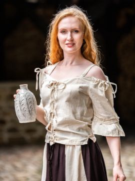 Blouse with adjustable straps, natural XXL