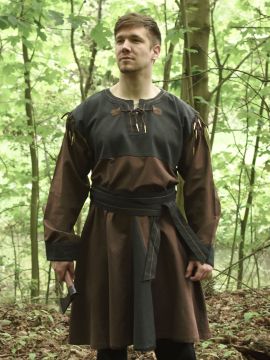 Tunic with detachable sleeves brown-black