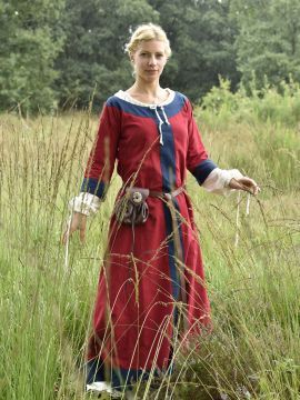 Medieval dress Radegundis red-blue