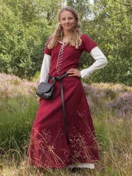 Short-sleeved cotehardie wine red