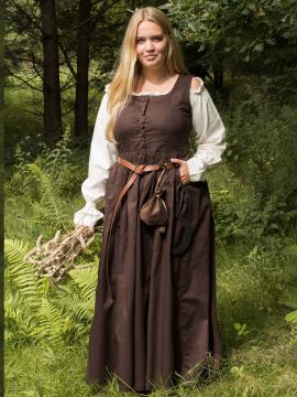 Sleeveless medieval dress Lene brown