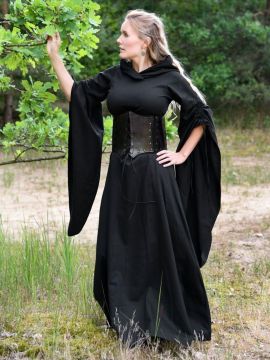 Medieval dress Isra with hood black S