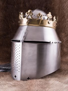Large royal pot helmet with crown