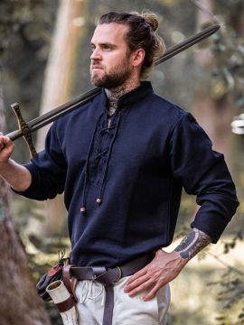 Winter shirt - stand-up collar shirt black M