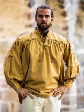 Medieval shirt made from thick honey brown fabric XL