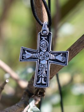 Viking cross pendant - silver-plated