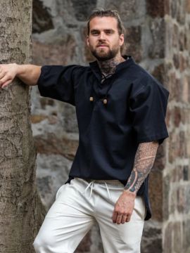 Short medieval shirt black XXL
