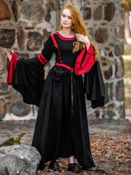 Viscose hooded dress black-red L