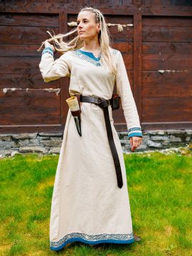 Viking dress Lagertha natural-blue XXXL