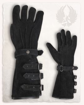 Kandor gauntlet gloves with buckles black