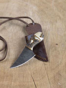 Neck Knife with Damascus blade