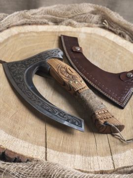 Large Viking pizza axe with decorations