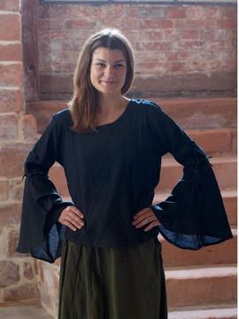 Medieval blouse with wide sleeves black