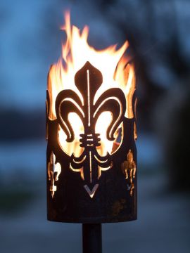 Steel torch with lily motif without handle