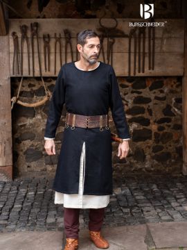 Everard long tunic in black wool XXL