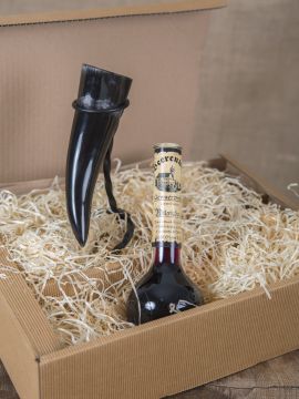 Gift box with spiced wine, Drinking Horn and stand
