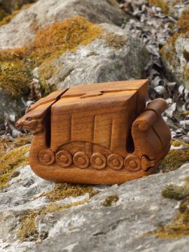 Wooden box Viking ship
