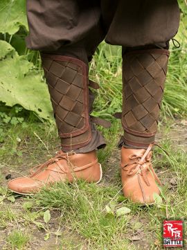 Brown leather Viking greaves