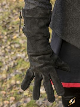 Suede gloves black L
