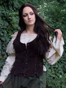 Caty leather bodice brown L