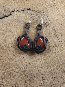 Earrings with jasper (red)