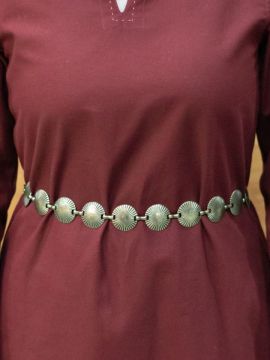 Chain belt with ray pattern antique brass