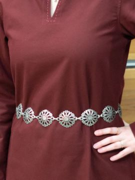 Chain belt with Gothic ornaments in antique silver