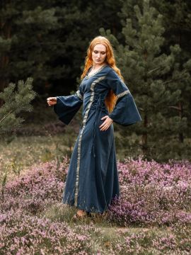 Dress with border dove blue