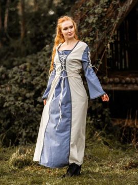 Medieval dress Amalia natural/dove blue