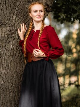 Blouse with lacing red M