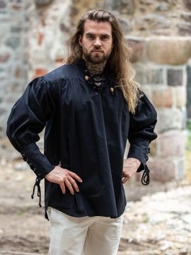 black shirt with laced cuffs L