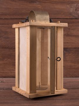 Wooden lantern with rawhide window