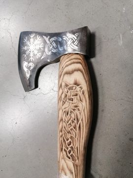 Viking axe Vegvisir with carvings