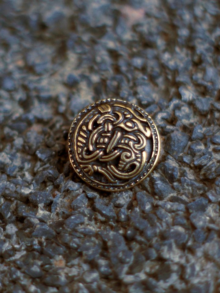 Viking button with brass griffin motif