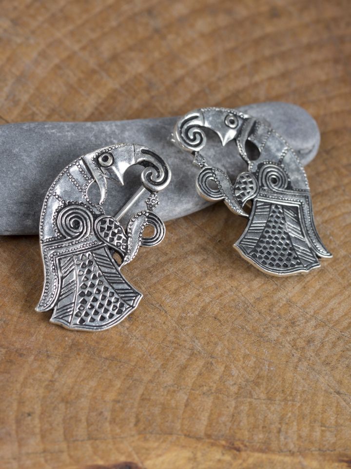 Raven brooches Vendel silver-plated