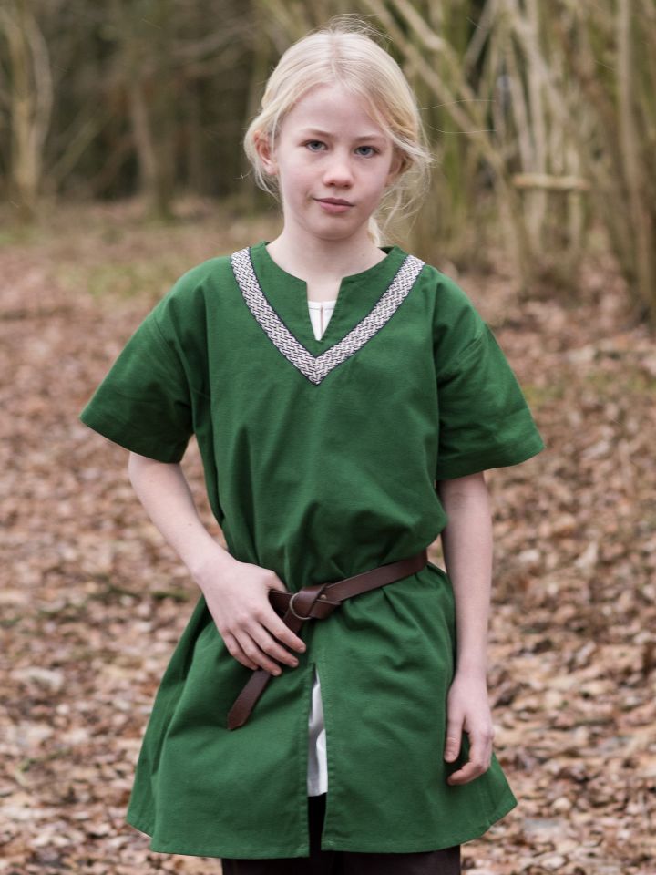 Children's tunic Ailrik short sleeve green