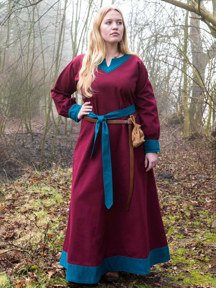 Freydis dress wine red/petrol L