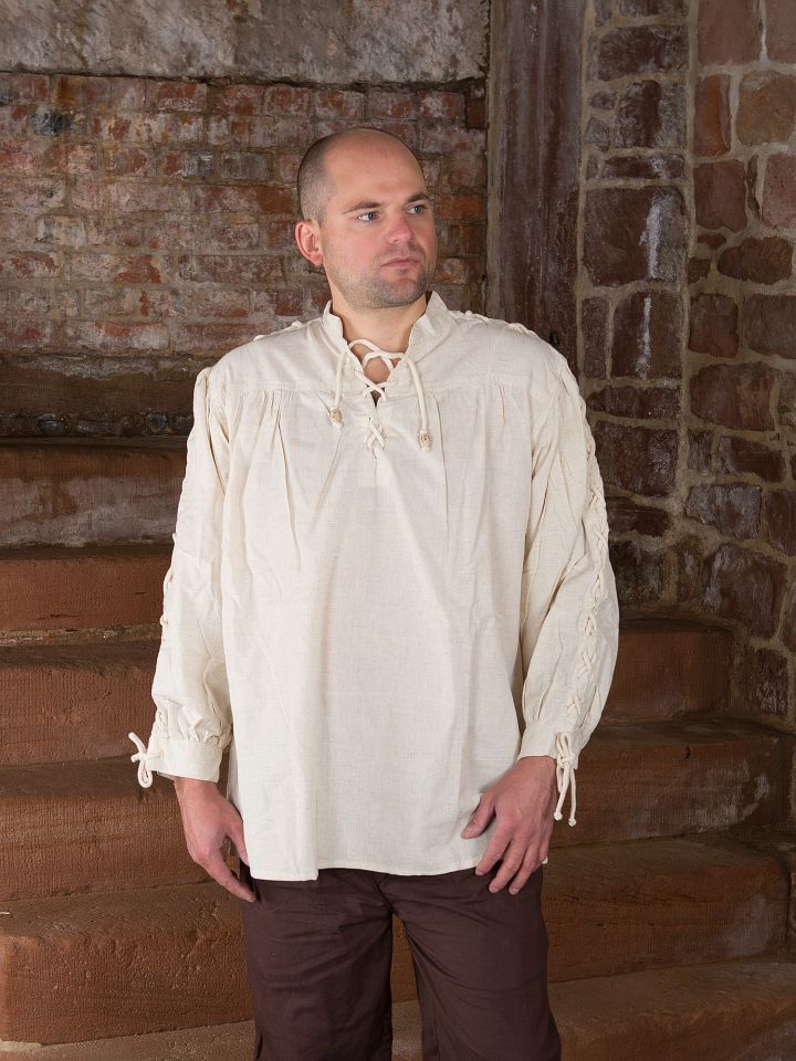 Medieval shirt with laced sleeves, natural L