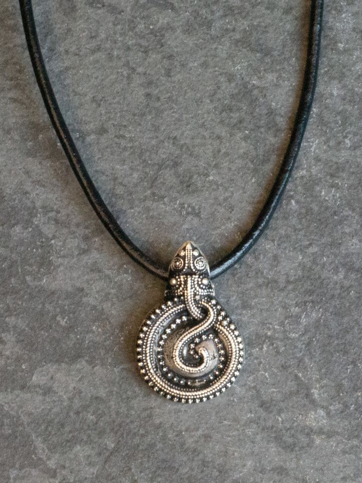 Silver-plated snake amulet from Gørding
