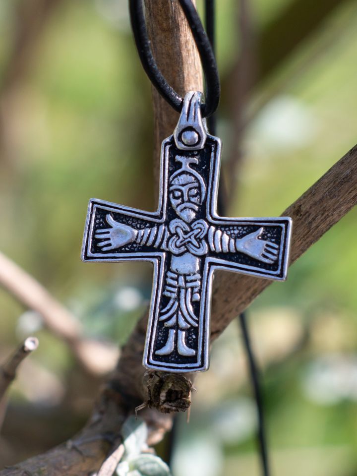 Viking cross pendant - silver-plated