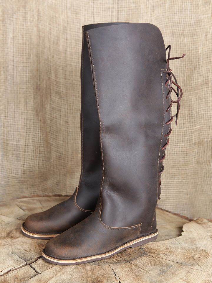 Brown nubuck leather high boots