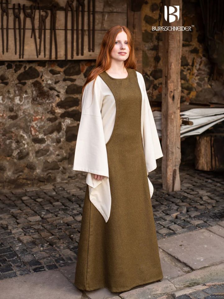 Surcot Albrun, wool - autumn green