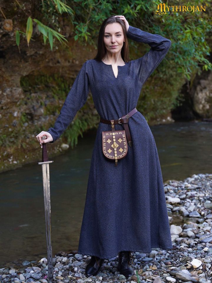 Viking wool dress Astrid blue