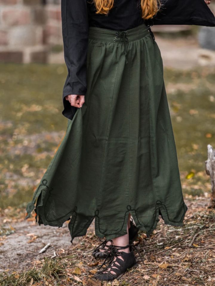 Medieval skirt with decoration green L/XL