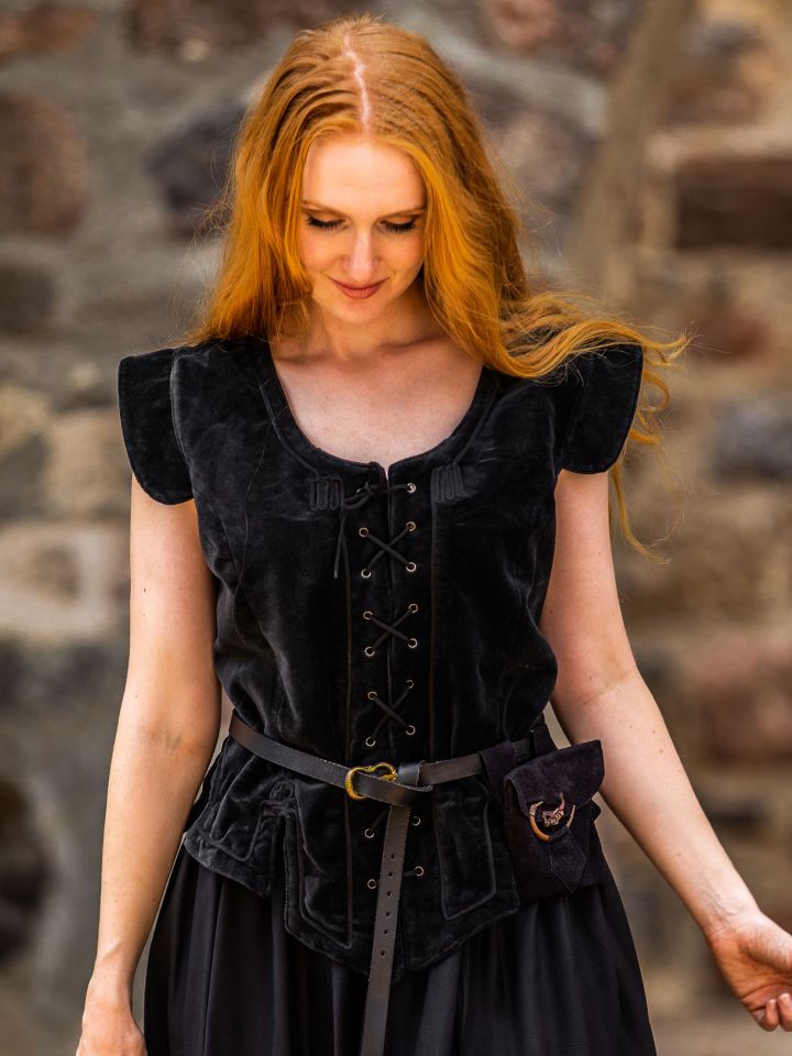 Black velvet bodice vest M