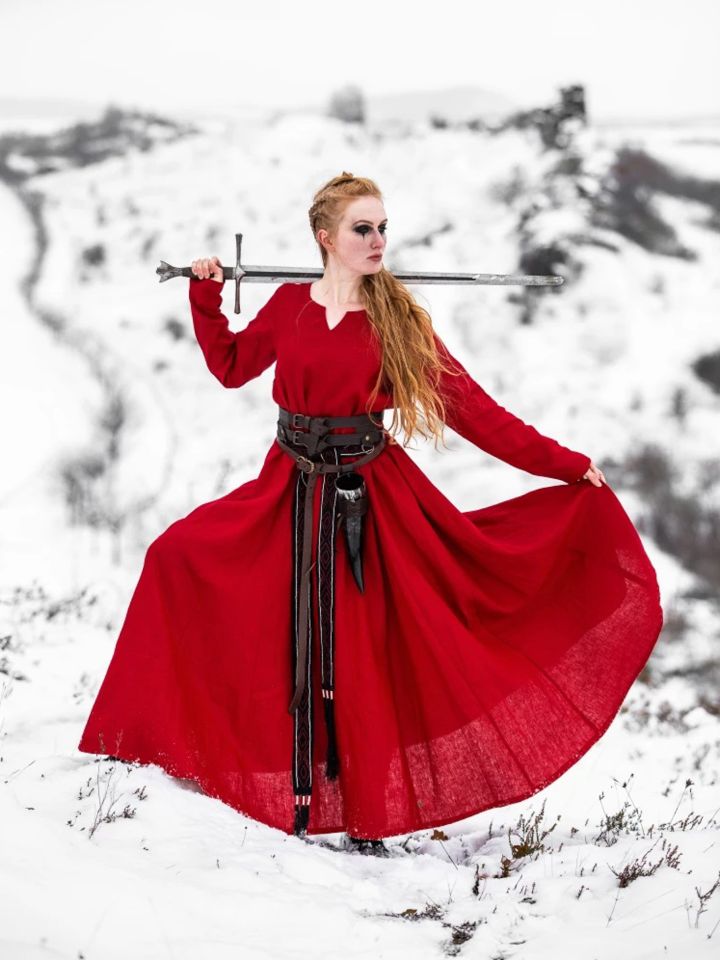 Linen dress Anna red