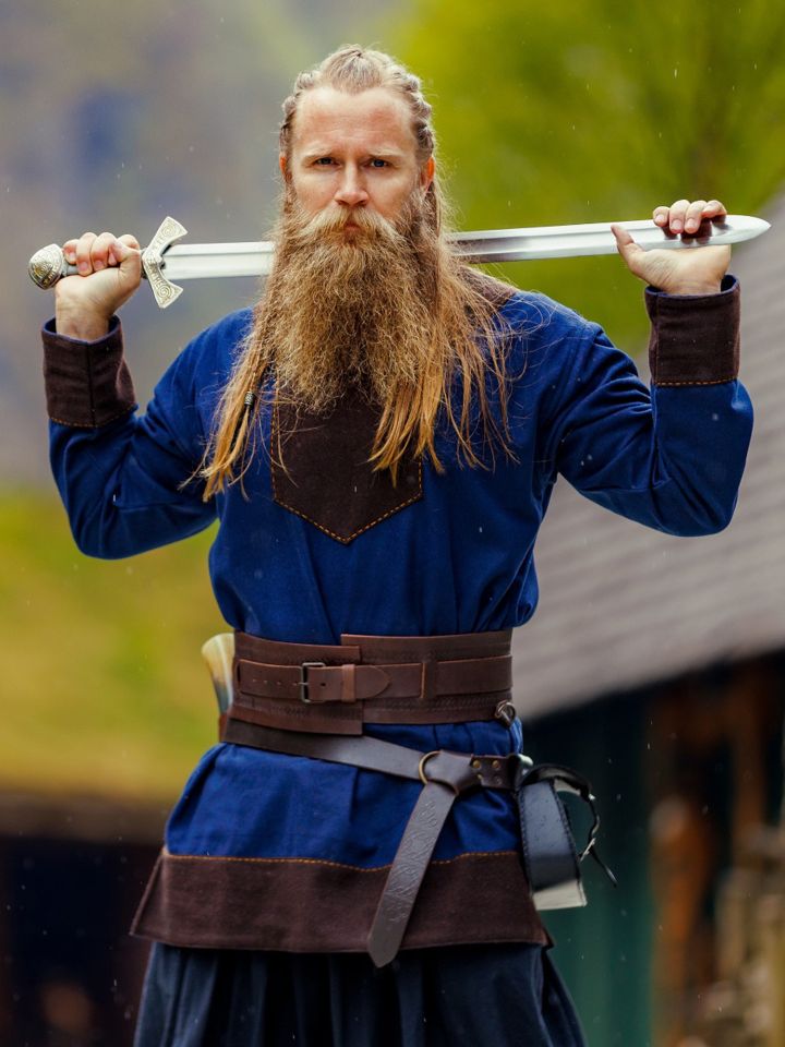 Viking tunic Roland dark blue L