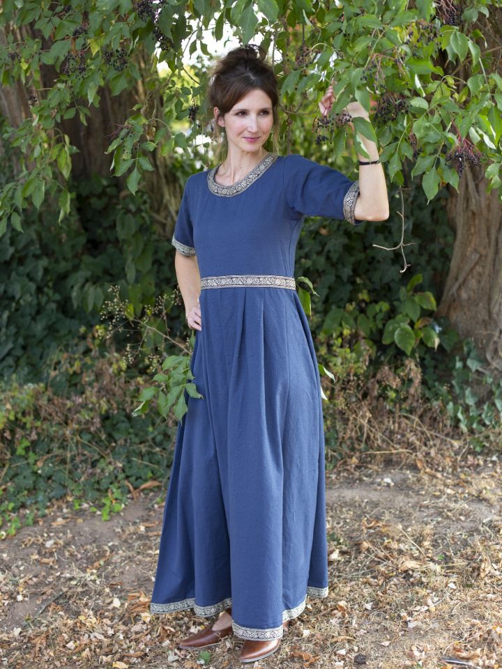 Short sleeve dress with blue border XXXL