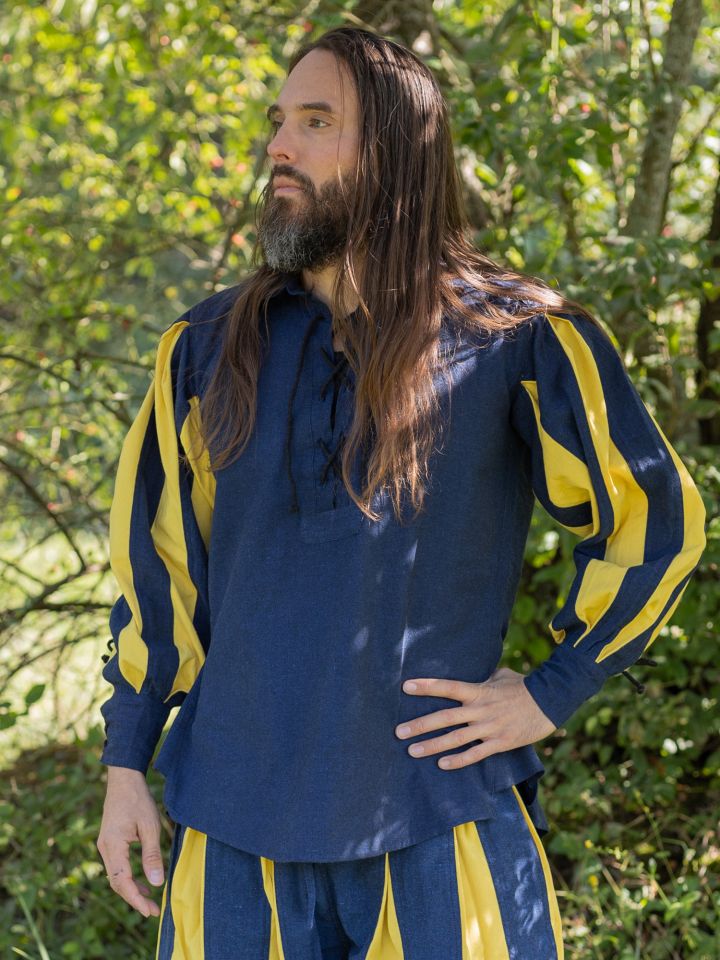 Landsknecht lace-up shirt Titurel blue-yellow XXL/XXXL