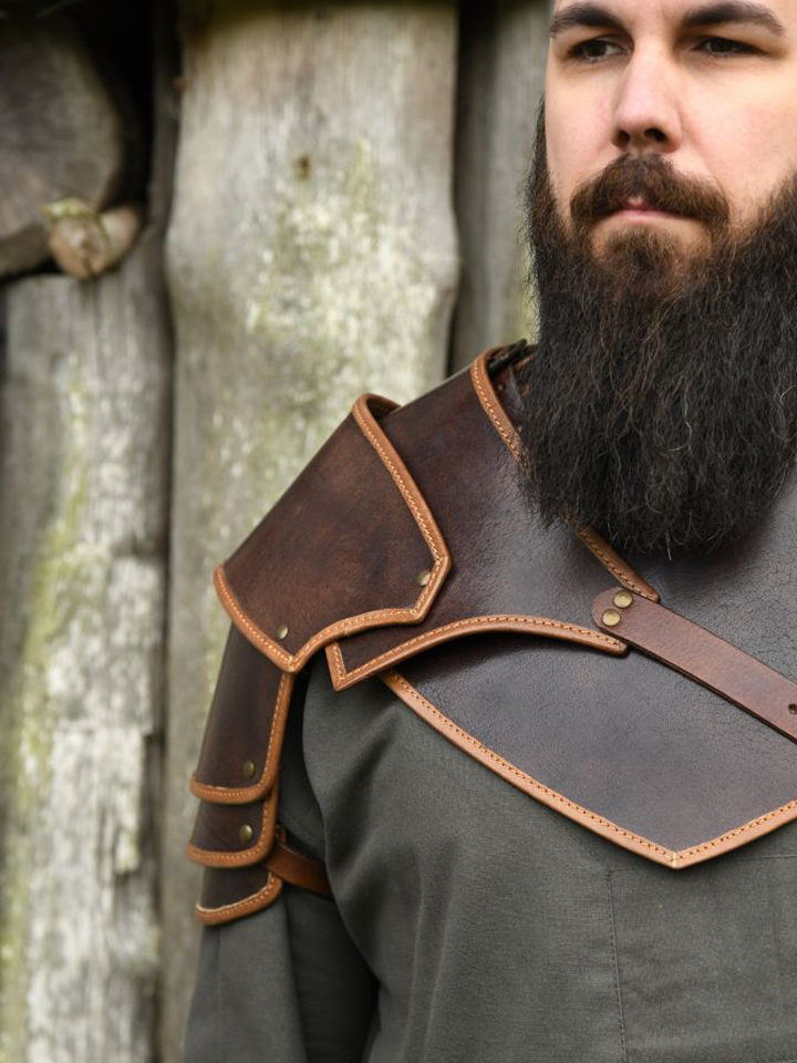 Arnulf brown leather shoulder protector right shoulder
